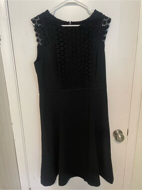 Ann Taylor Black Sleeveless Crochet Midi Dress